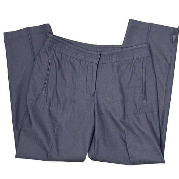 Laundry Shelli Segal Pants Crop Dress Slacks Blue‎ Pockets Slits 6 Career Preppy - Picture 2 of 6